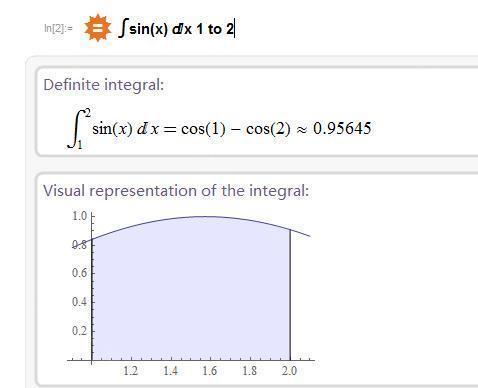 Wolfram Alpha定积分输入示例
