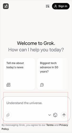 Grok3手机版输入界面