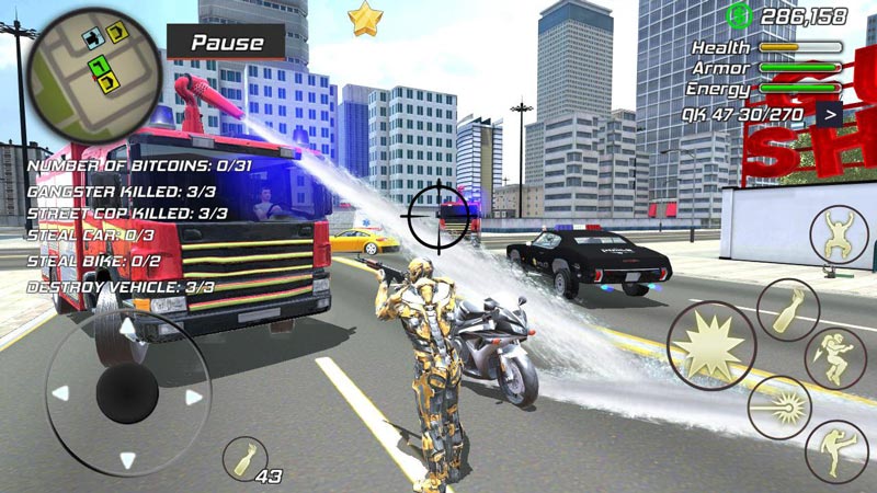 Super Crime Steel War Hero Iron Flying Mech Robot(超级城市钢铁机器人无限金币版) 1.2.2破解版